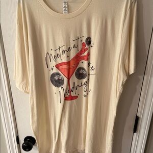 Cream 'Meet Me at Midnight' Graphic Tee with Red Martini